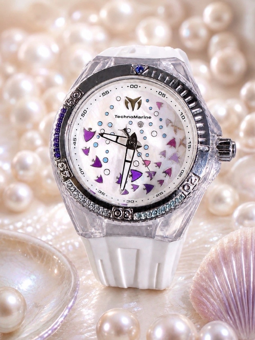 Technomarine White and Purple Crystal Accent Women's Watch
